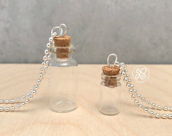 Blood vial necklace, set of TWO (empty vial necklace, empty jar necklace, vial necklace for blood, bottle necklace, empty glass necklace)