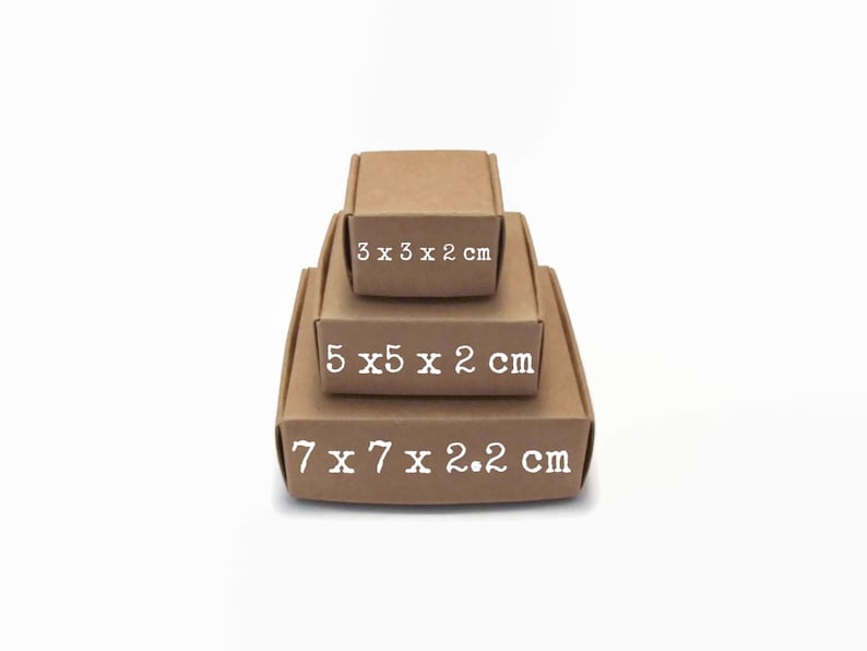 Probeerpakket kraft boxes in drie maten: 3x3 5x5 7x7 cm kraft box papier bruin karton doosje doos gift box verpakking sieraden cadeau afbeelding 2