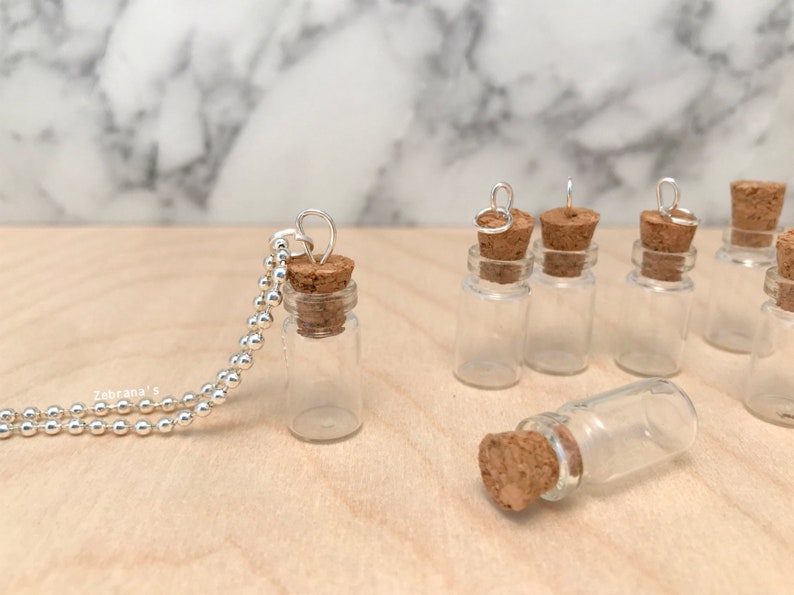 Empty vial necklace bottle necklace, glass jar necklace, blood vial necklace, empty jar necklace, empty glass vial necklace, diy necklace image 1