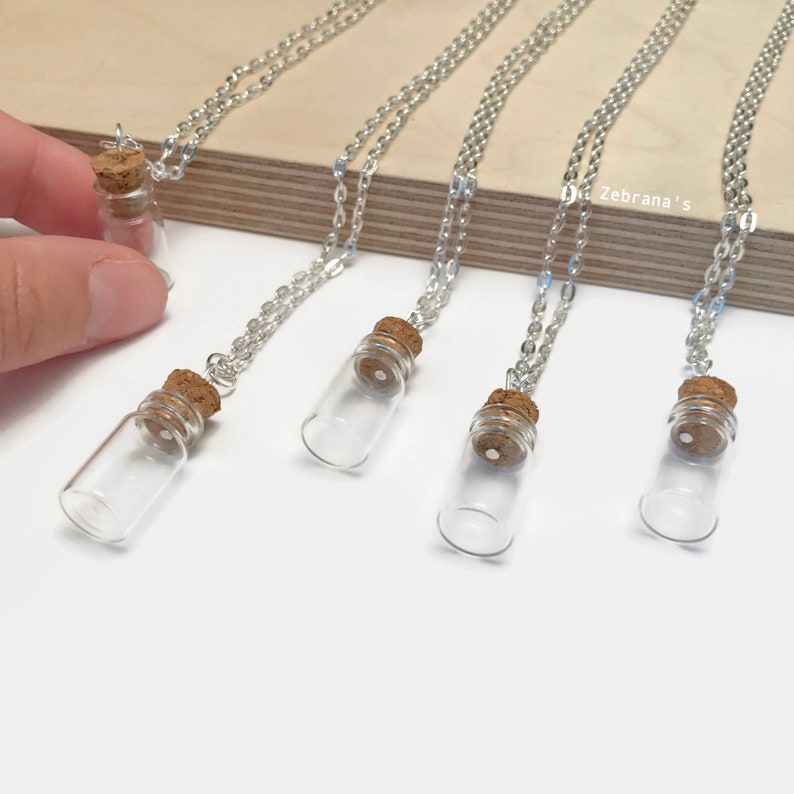 Empty vial necklace bottle necklace, glass jar necklace, blood vial necklace, empty jar necklace, empty glass vial necklace, diy necklace image 3