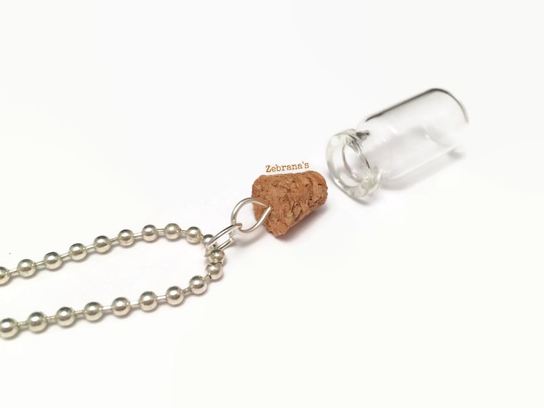 Collier bouteille vide bouteille en verre, bouteilles vides de bijoux, bouchon de bouteille en verre, mariage de courrier de bouteille, collier de pot en verre, bijoux de bouteille image 6