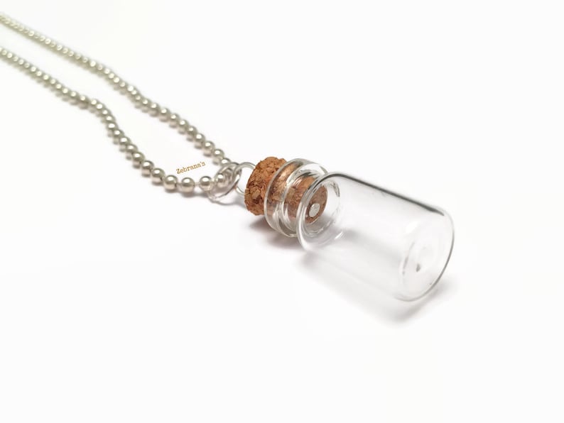 Empty vial necklace bottle necklace, glass jar necklace, blood vial necklace, empty jar necklace, empty glass vial necklace, diy necklace image 4