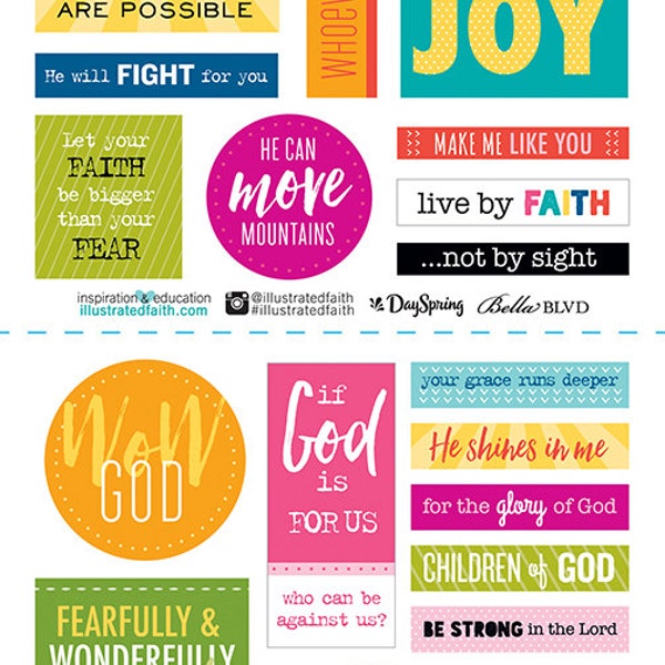 Bella Blvd - Illustrated Faith - Cardstock Stickers - Go & Tell - 23 pieces - 1253