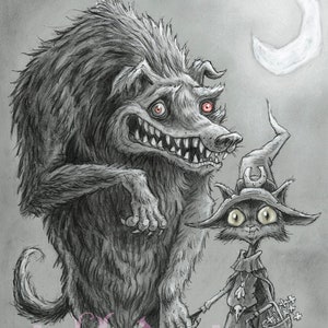 Schwarzer Hund und die Glückshexe
