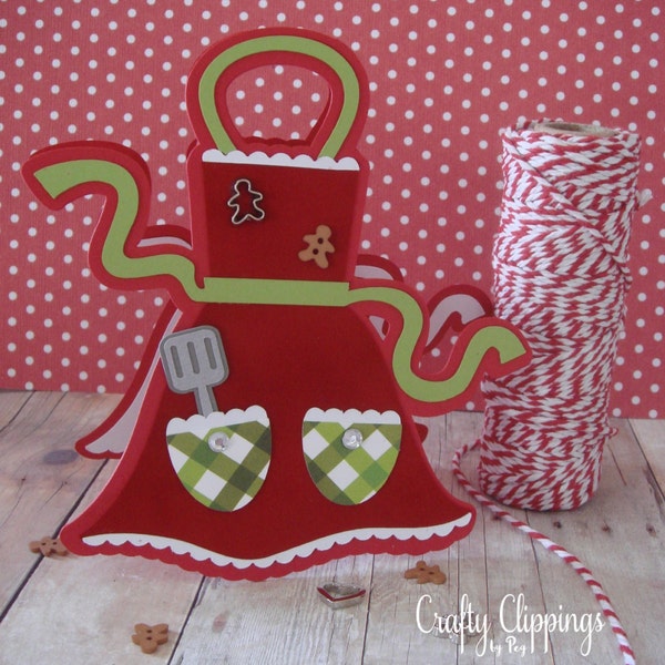 Unique Christmas Card, Apron Card, Cookie Exchange,Christmas card, Christmas Apron, Christmas Cookies, Gingerbread man Card, Baking gift,