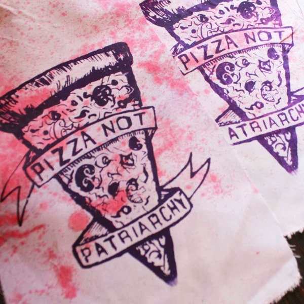 Pink and Purple TIE DYE Pizza NOT Patriarchy Back Patch