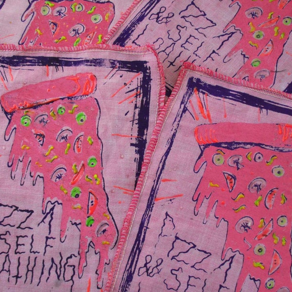 SALE Glow-In-The-DARK Pink Pizza and Self Loathing Back Patch with Serged edges