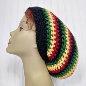 Rasta Hat -  Rasta Tam - Dreadlocks Hat - Slouchy Hat - Handmade Crochet - Fast Shipping - Ready To Ship!