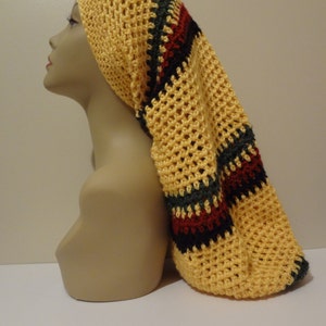 Rasta Hat - Mega Long Tam - Handmade Crochet - Drawstrings included - Made To Order - Fast Shipping