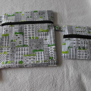 Porte-monnaie Cityscape, pochette doublée de coton cousue à l'avant, lot de 2, rangement d'objets, cadeau parfait, pochette pour friandises pour chien, support pour sac poubelle