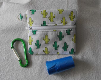 Cactus Dog Walk Pouch/Coin Purse, Hand Sewn Cotton Lined Front Zipper, Stuff Storage, perfect gift, Dog treat Pouch,gift pouch,pet accessory