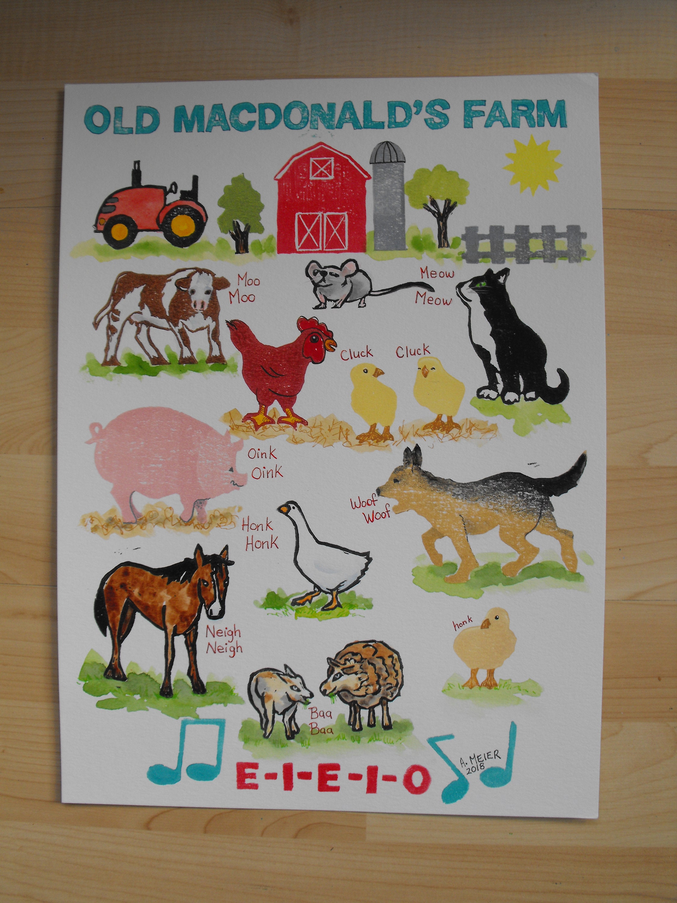 5 Sheets Old Macdonald Double Sided Animal Farm Scrapbook Sheet