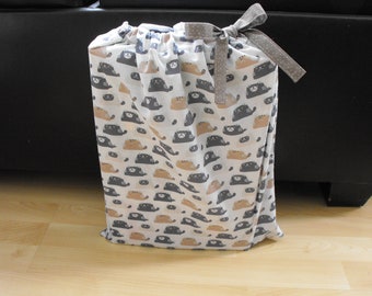 Reusable cloth gift bag, zero waste packaging, set of 2, fabric drawstring bags, Eco-friendly, Grumpy Cat, Special Occasion/Birthday