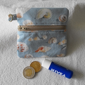 Pochette/porte-monnaie pour promener les chiens en coquillages, Fermeture à glissière avant doublée de coton cousue à la main, Rangement d'objets, Cadeau parfait, Pochette pour friandises pour chien, Porte-sac à crottes