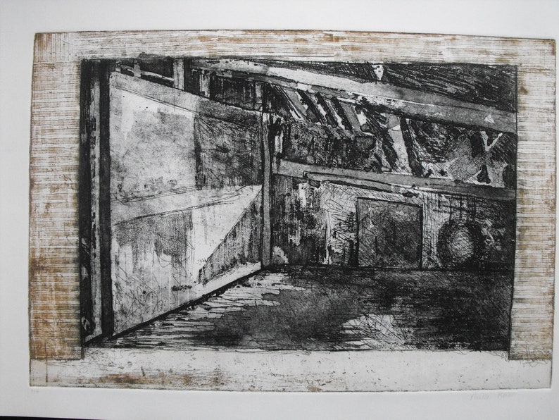 Garage Large vintage intaglio etching zinc plate acid Etsy