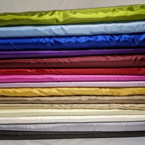 Silk Habotai in 15 colors to choose, 57" wide for cloth lining.   Free swatches, Threads and "rush" shipping available.