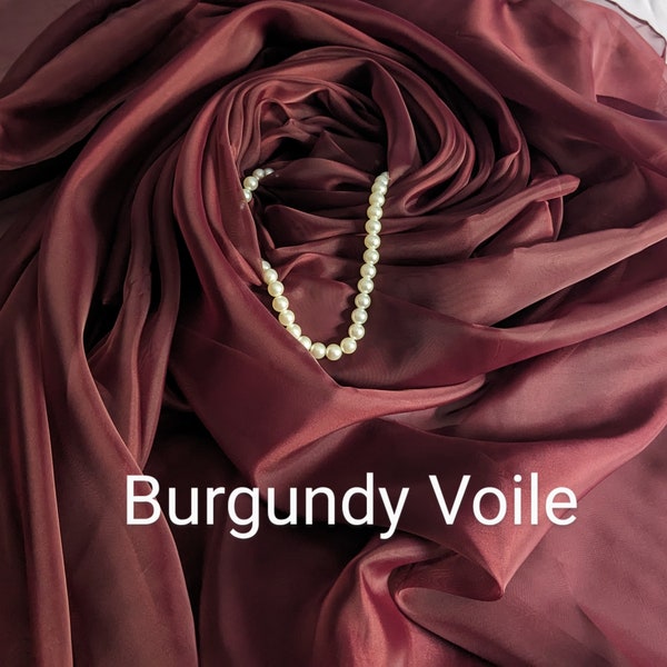 Burgundy wedding arch Voile fabric, double wide (118"), by yard Free swatches, Threads and "rush" shipping available.