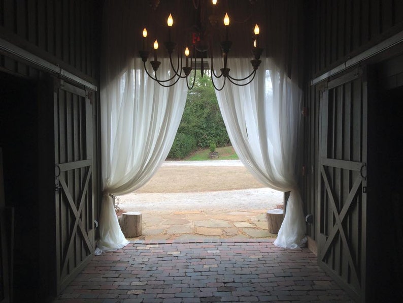 White Wedding Drapes Panel 12 To 25 Ft X 114 Voile Etsy