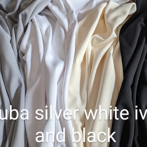 DISCOUNT Scuba double knit 2 ways stretch 60&quot; wide white, black ivory or silver is a double-knit fabric made from a