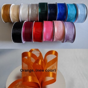 Ribbons organza satin border 1.5 inches (38 mm) wide by yard bows, gift wrapping, hair decor.
