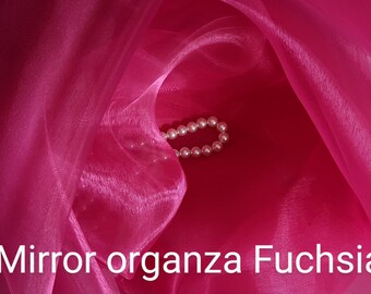 Mirror Organza Fuchsia 59", by the yard. Shinny sheer organza for dresses, bows,  Free swatches, Threads and "rush" shipping available.