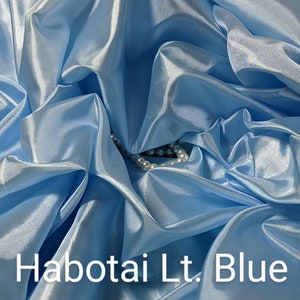 Habotai azzurro chiaro, 57" di larghezza, per fodere, camicette, pareo, lingerie leggera e sciarpe. Spedizione rapida disponibile. Campioni gratuiti su richiesta.