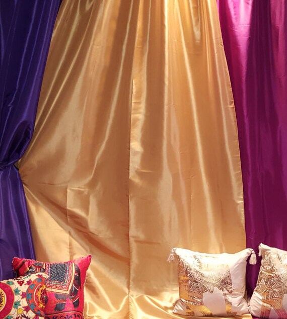 Gold Taffeta Wedding Drapes 6 To 18 Feet Wide X 58 Etsy
