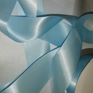 Light Blue Double Face Satin Ribbon 1.5&quot; Wide. Sold by the Yard. Continuous Uncut Length. Premium Craft & Gift Ribbon