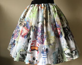 Star Wars Characters inspired full skater skirt