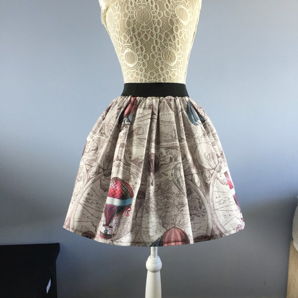 Around the world by Balloon full skater style skirt