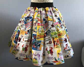 Disney inspired Movie Posters full skater style skirt