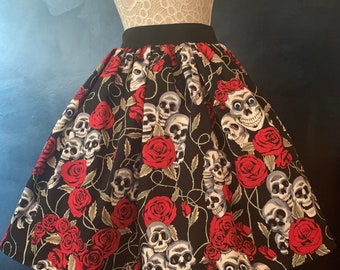 Skulls and Roses full skater style skirt
