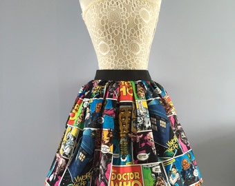 Dr Who Comic Strip full skater style skirt