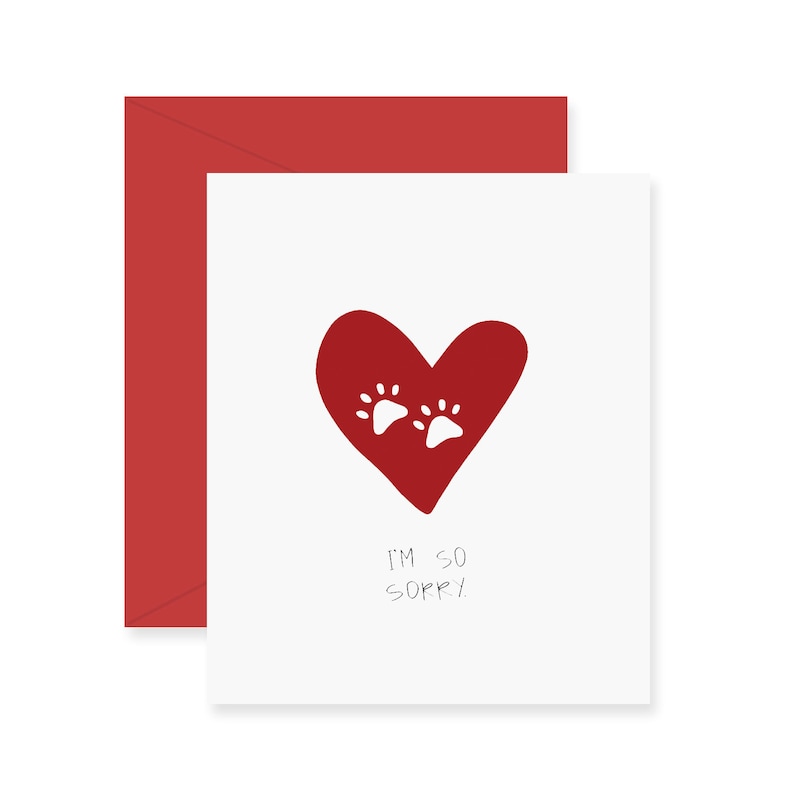 I/'m So Sorry Card Pet Sympathy Greeting Card Free Shipping Animal Sympathy Heart Broken Heart Paw Prints Card