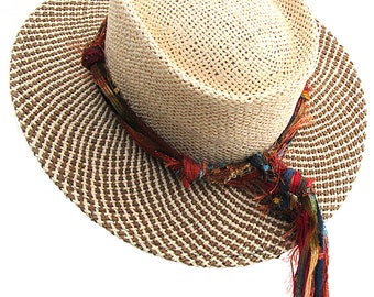 Panama Hat Band Woman | Also fits Cowboy Hats, Fedoras, Panama + Straw Hats | Southwest Style Colors | Hat Band Only (Hat Not Included)