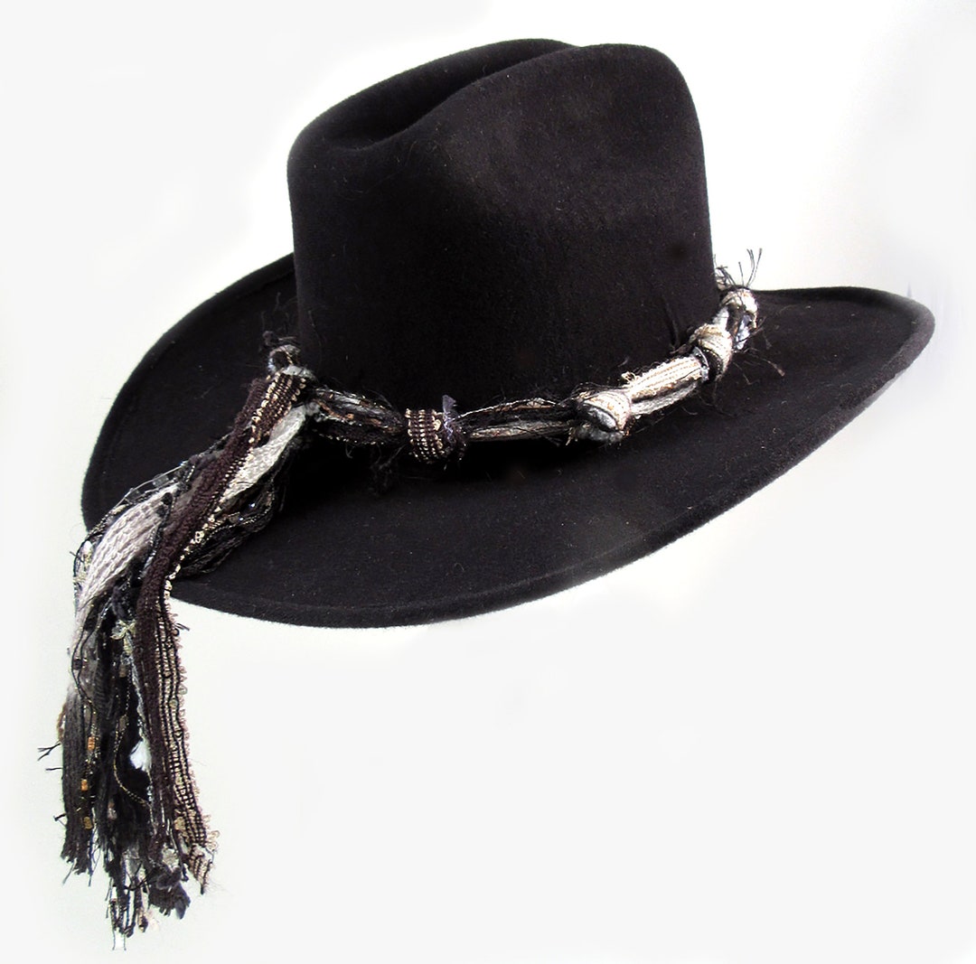 Hat Band for Woman Black White Silver Gold Accents for Cowboy Hats