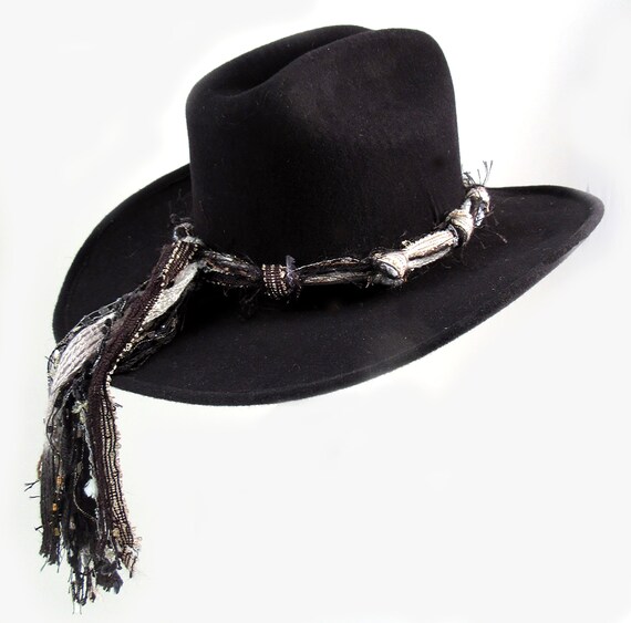 Hat Band for Woman Black White Silver Gold Accents for Etsy