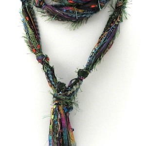 Rainbow Bohemian Long Skinny Scarf for Woman | Boho Style Clothing | Multicolor | Comes in Gift Box