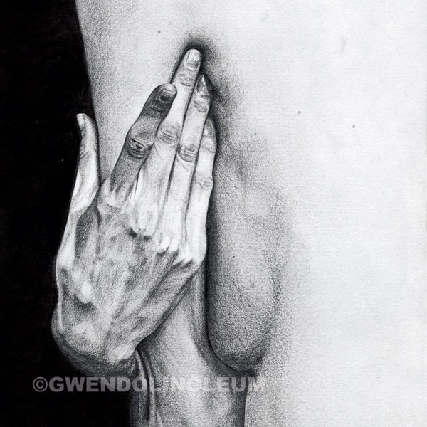 Hand. Very high quality fine art print of an original drawing.