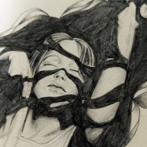 In her dreams Dans ses rêves. Fine art print of an original drawing. Signed by the artist. image 5