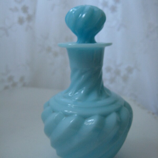 Antique Blue Milk Glass Perfume Bottle