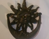 Moon and sun door knocker, cast iron, mystic, celtic,