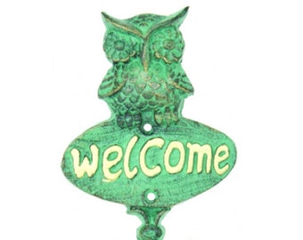 Owl welcome wall hook, cast iron, country,farmhouse,retro,rustic