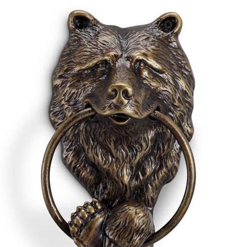 Cast Iron Antique Style BLACK BEAR Door Knocker Rustic Brown Finish Cabin Decor Cast Iron Antique Style BLACK BEAR Door Knocker Rustic Brown Finish Cabin Decor