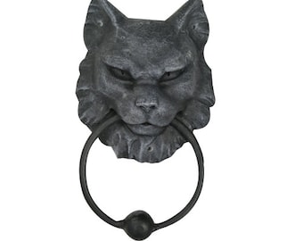 Black Cat Antique Cast Iron Authentic Traditional English Style Door Knocker New