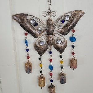 butterfly wind chime, yard art, yard bells