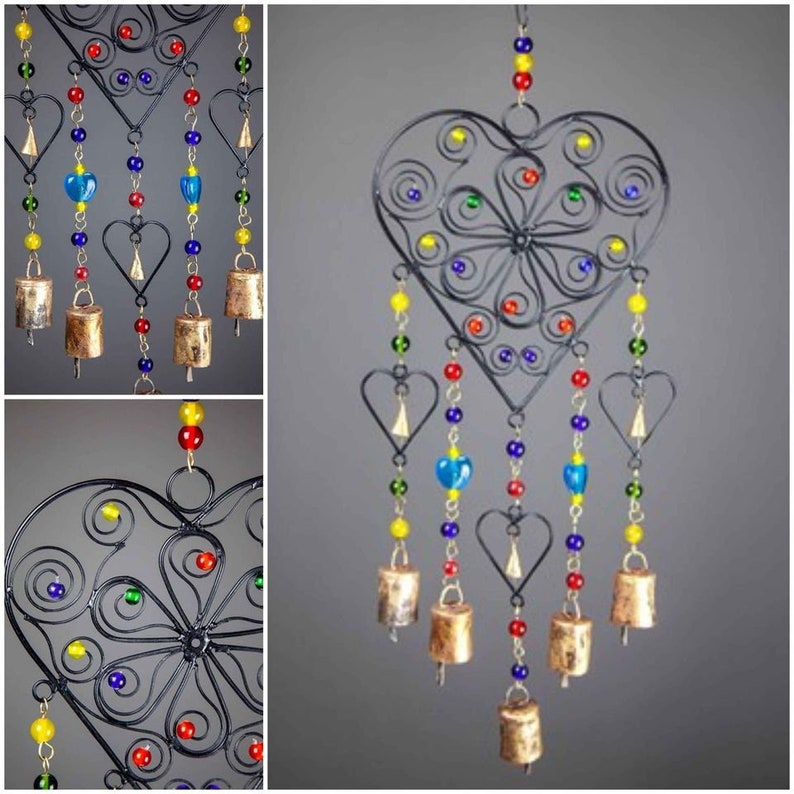Iron Heart Chime With Beads and Bells Valentine Daylove Etsy