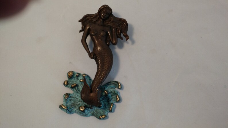 Solid Brass Mermaid And Wave Door Knocker By Spi Coastal Etsy