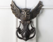 cast iron owl door knocker by SPI, shabby chic. French cottage, country barnyard,wiccan,Celtic