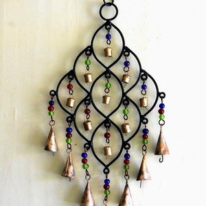 Iron wind chime with  beads and  bells